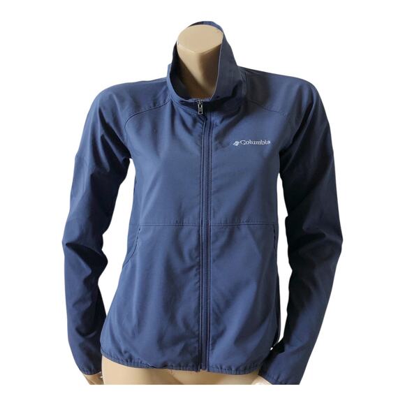 COLUMBIA Womens Size XS Navy Blue Full Zip Lightweight Long Sleeve Jacket - Picture 1 of 9